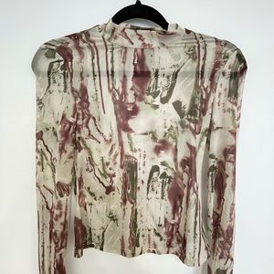 SHEIN Mesh Mock Neck Long Sleeve